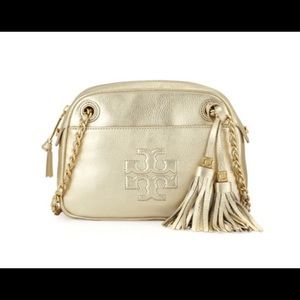 Tory Burch Thea Pebbled Crossbody Light Gold